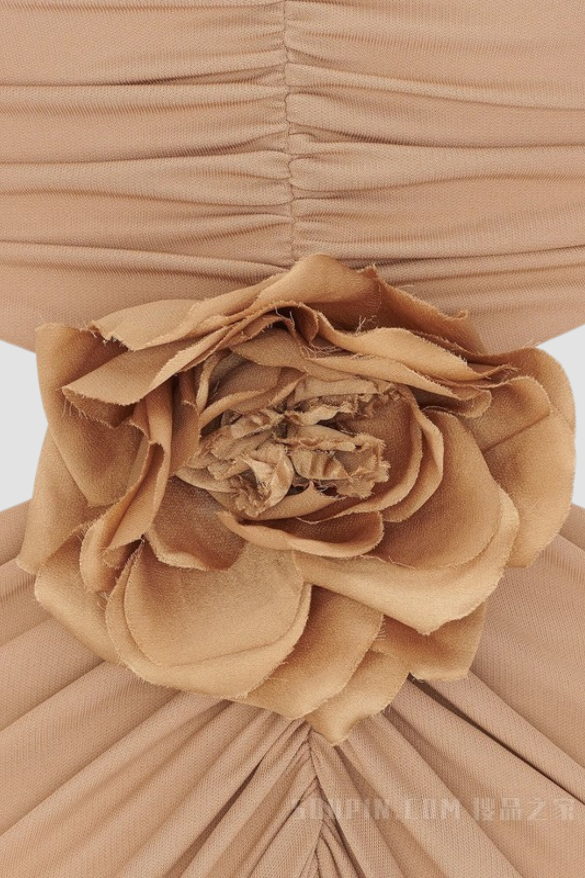 Tibera Floral Cutout Ruched Maxi Dress - Beige