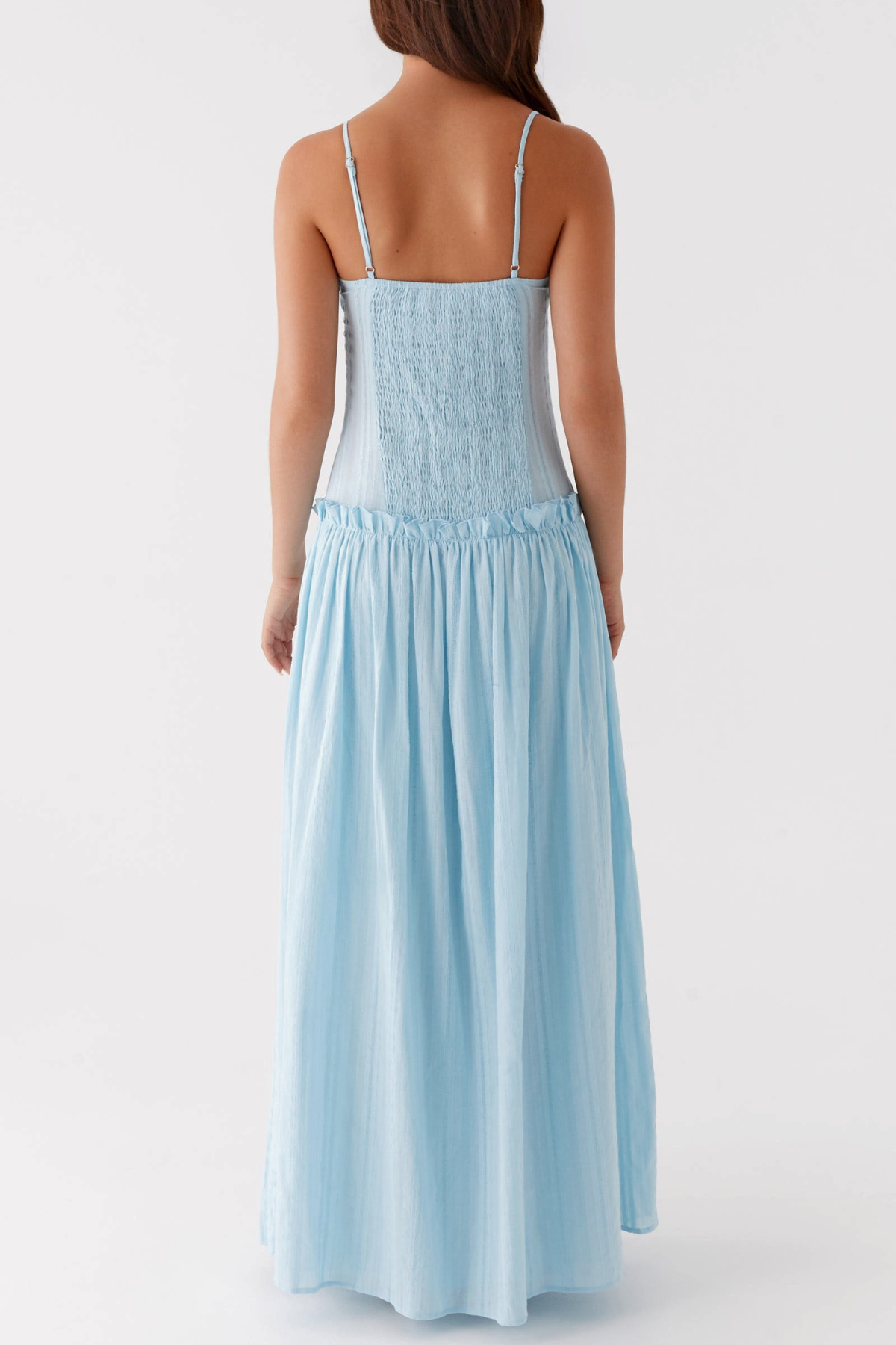 Aaralyn Striped Ruched Maxi Dress - Blue