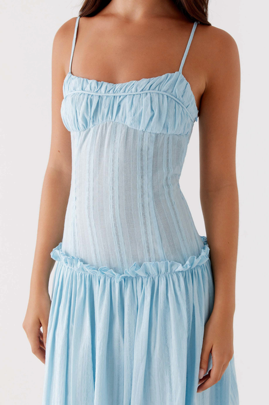 Aaralyn Striped Ruched Maxi Dress - Blue