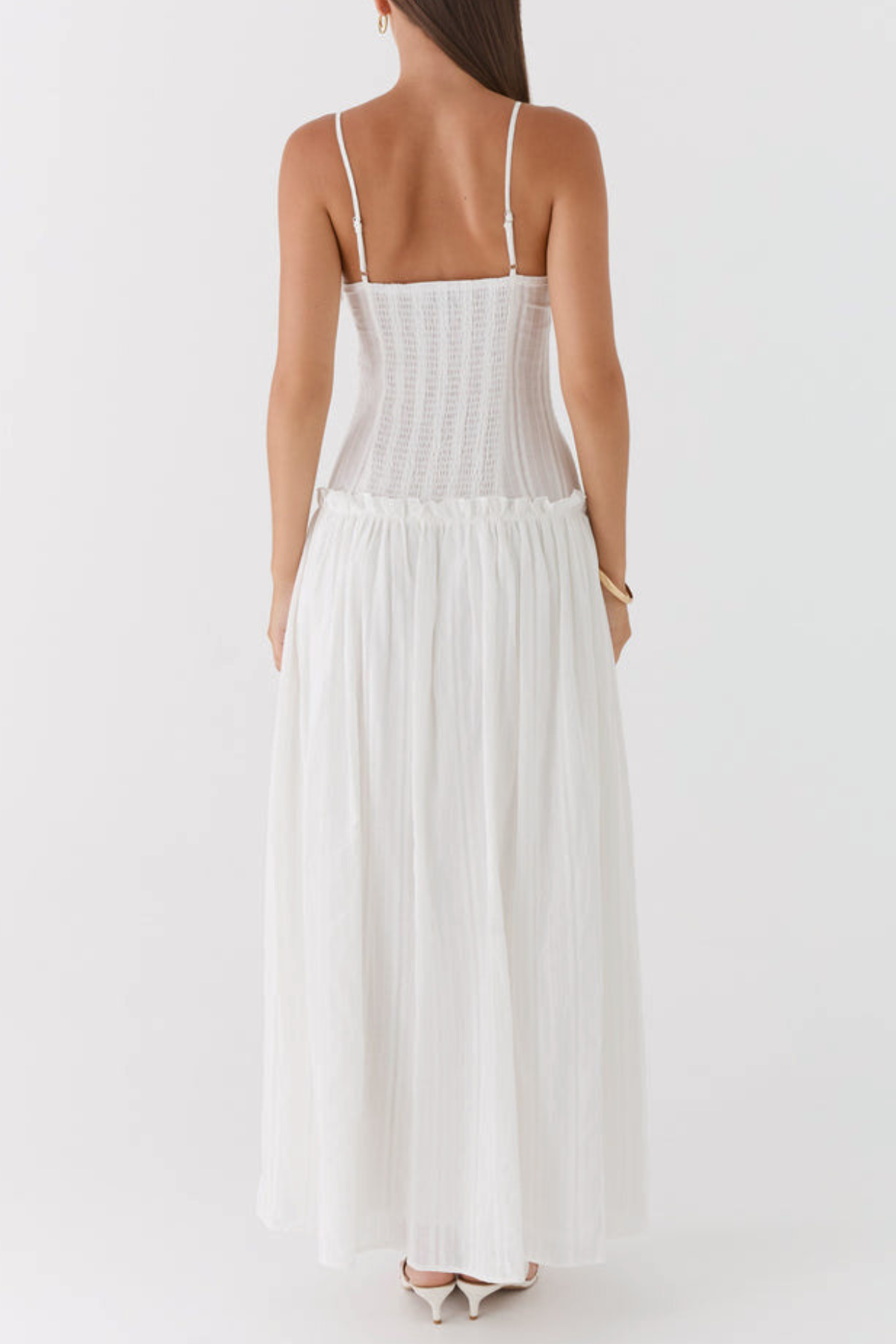 Aaralyn Striped Ruched Maxi Dress - White