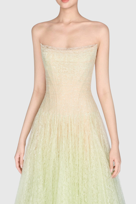 Acer Strapless Lace Corset Midi Dress - Mint