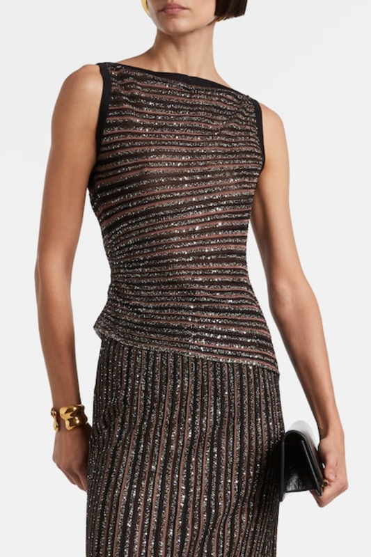 Adaha Sequin Knit Sleeveless Top & Maxi Skirt Set