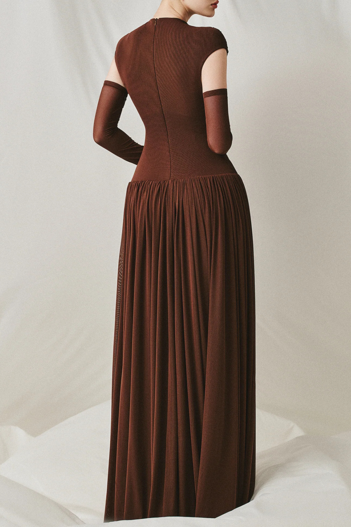 Addya Ruched Maxi Dress - Brown
