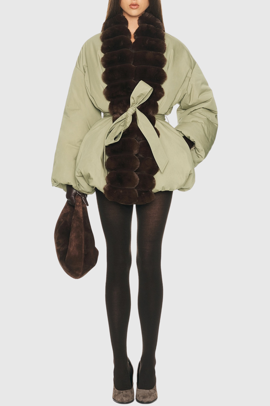 Aelano Faux Fur Collar Coat