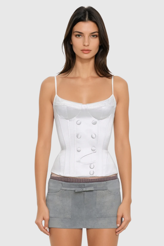 Aggiea Satin Buttoned Corset
