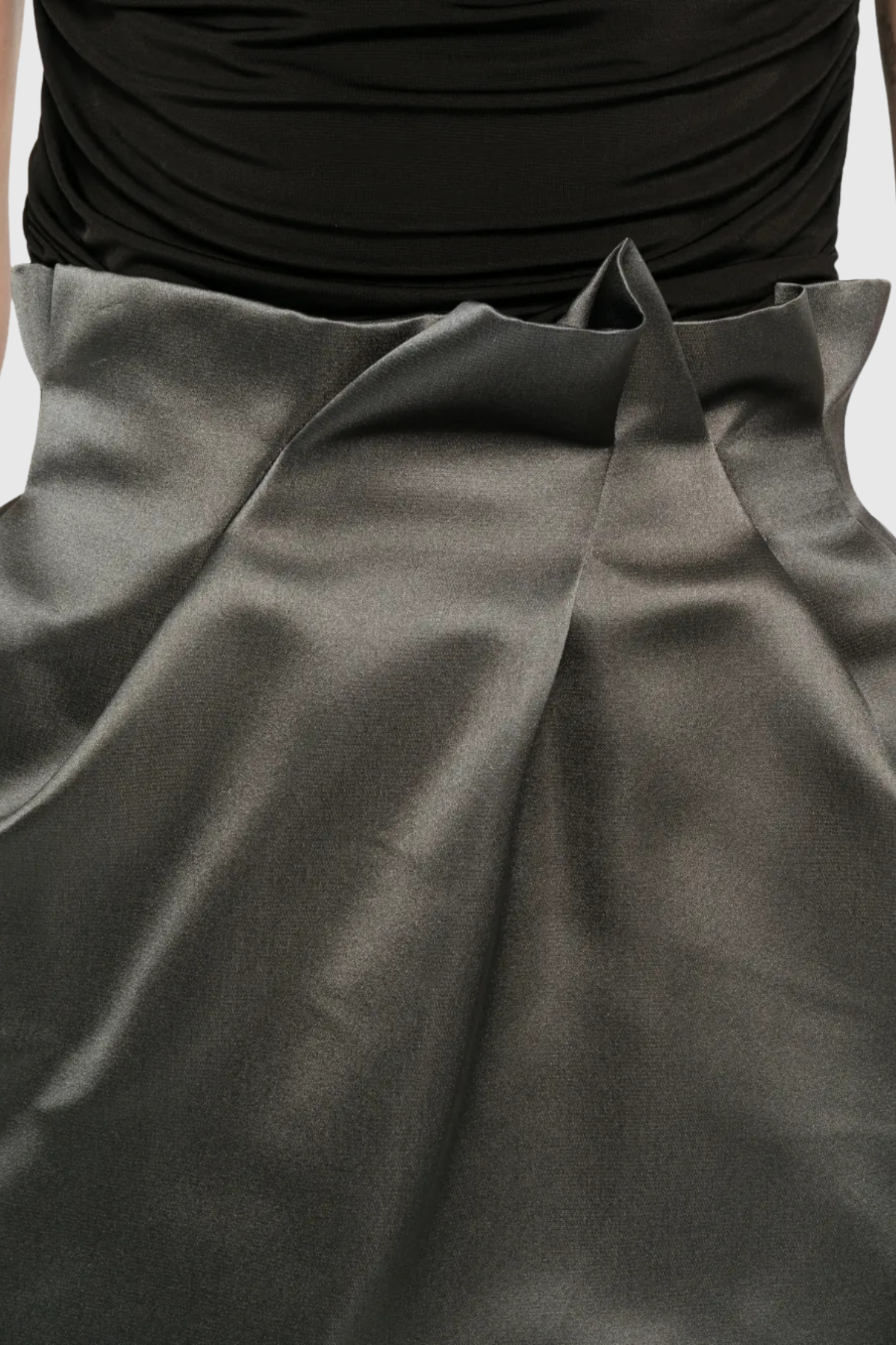 Ahinoa Gather Satin Mini Skirt - Grey