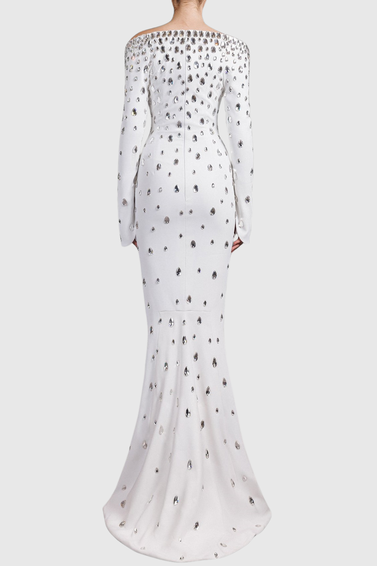 Aider Off Shoulder Crystal Embellished Maxi Dress - White