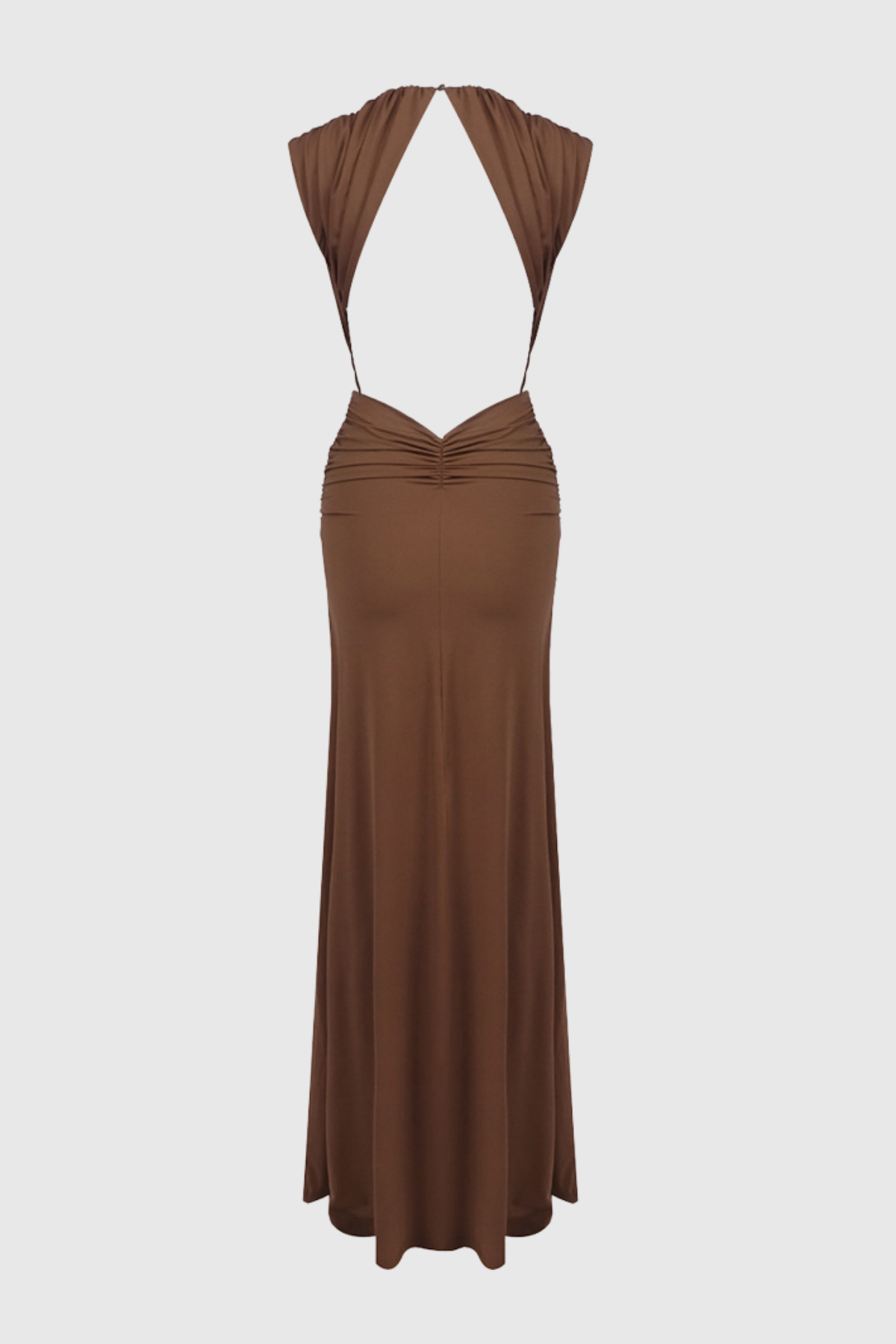 Ailan Plunge Ruched Backless Maxi Dress