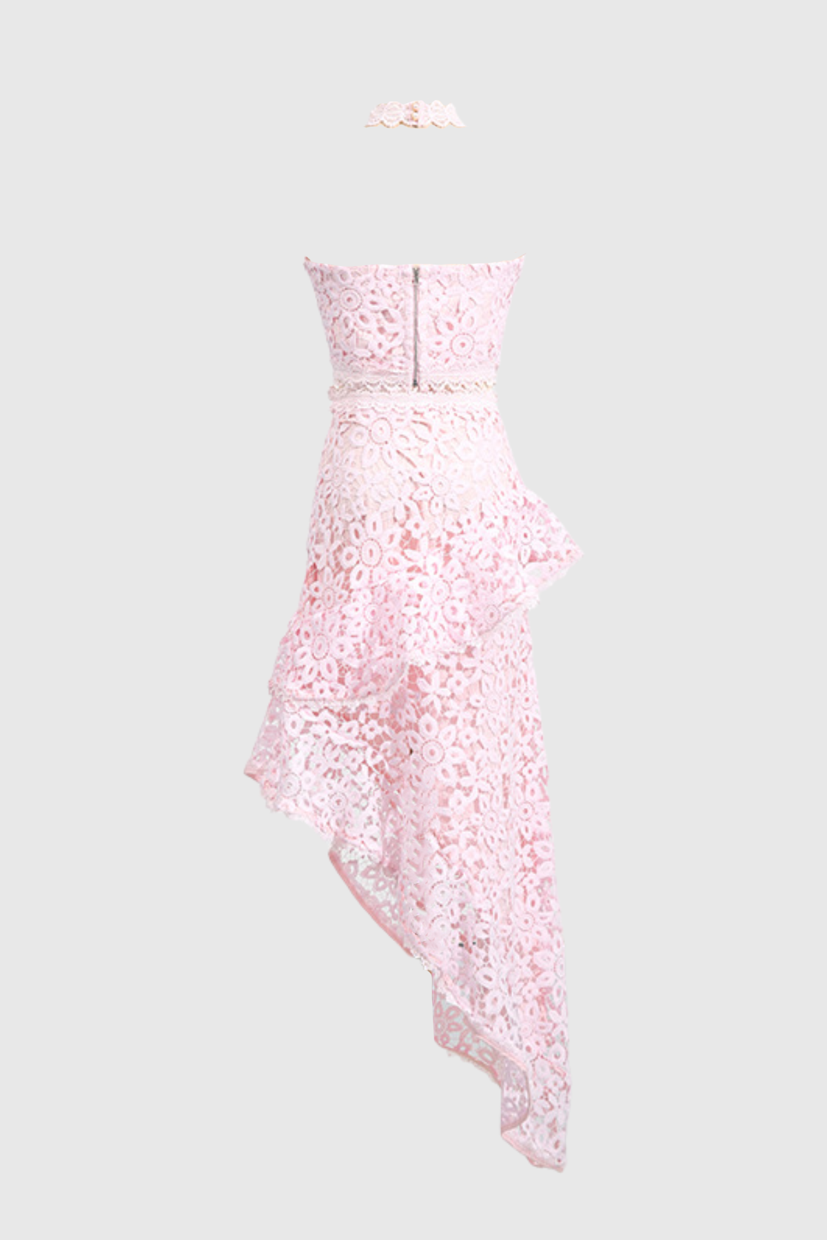 Aizen Floral Lace Top & Midi Skirt Set - Pink