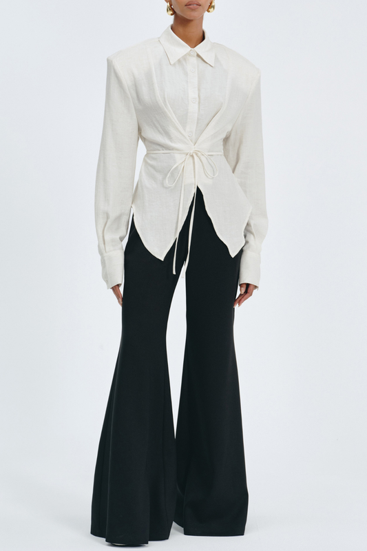 Akiko Cinched Waist Blouse - White