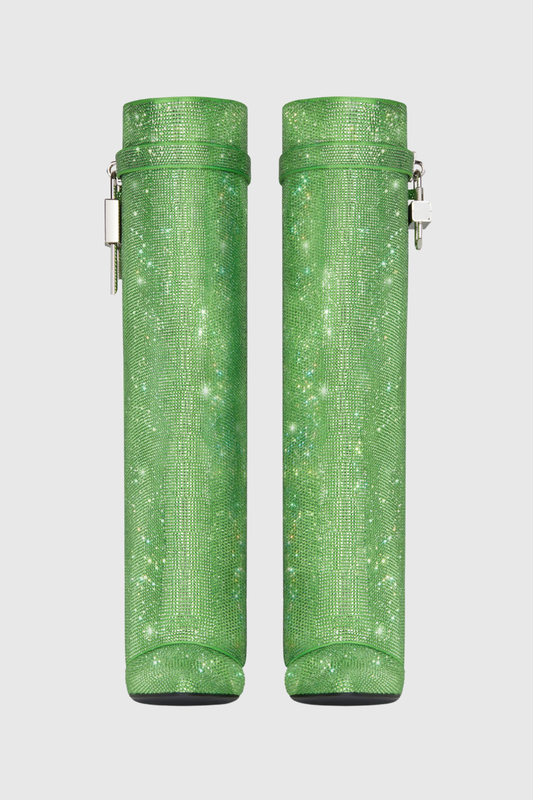 Alfs Crystal Embellished Lock Knee-high Boots - Green