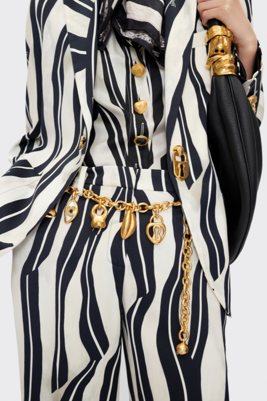 Allisa Print Padlock Blazer - Black