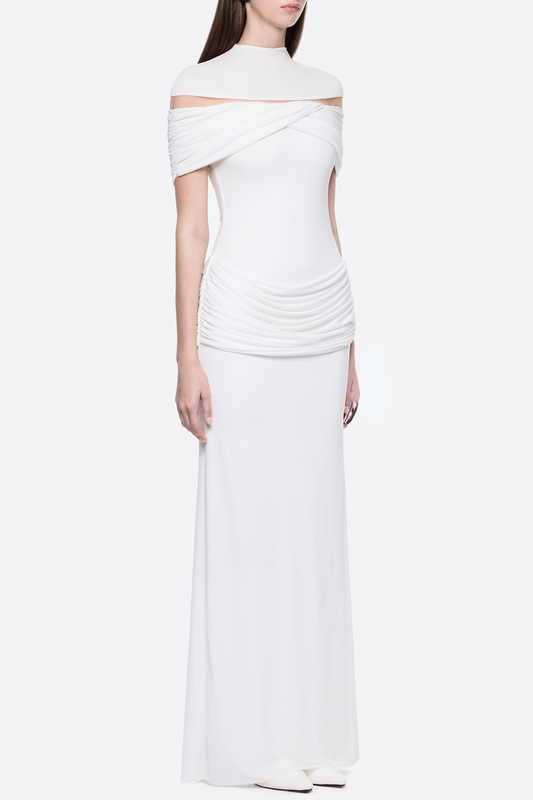 Amoda Cutout Ruched Maxi Dress - White