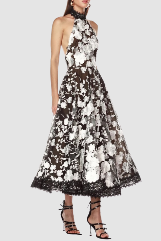 Anett Halter Floral Embroidered Midi Dress