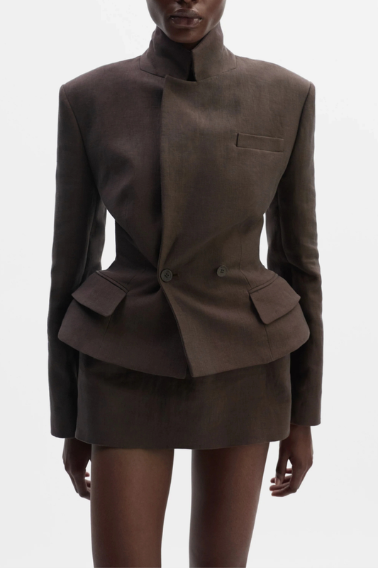 Annaka Peplum Blazer - Brown