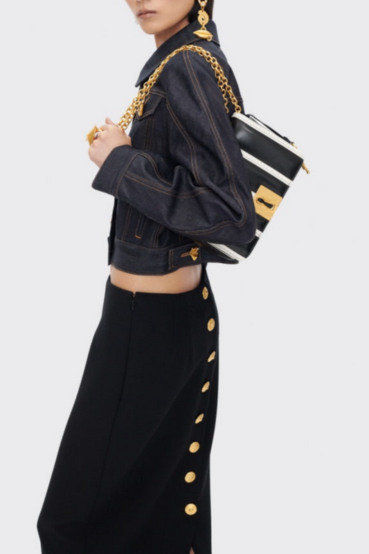 Annema Buttoned Embellished Denim Jacket
