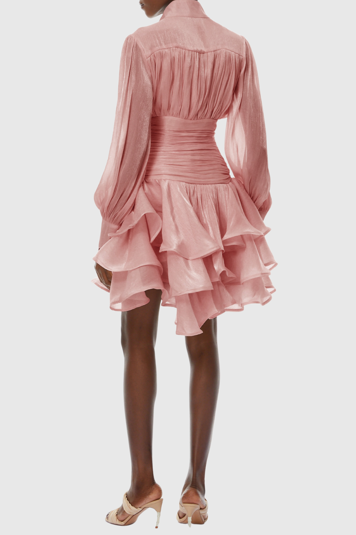 Ansela Ruffle Ruched Mini Dress - Pink