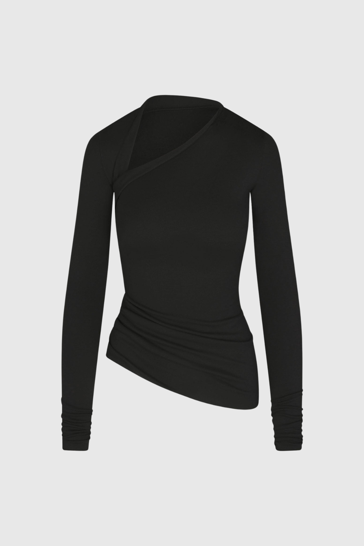 Araceli Asymmetric Long Sleeve Top - Black