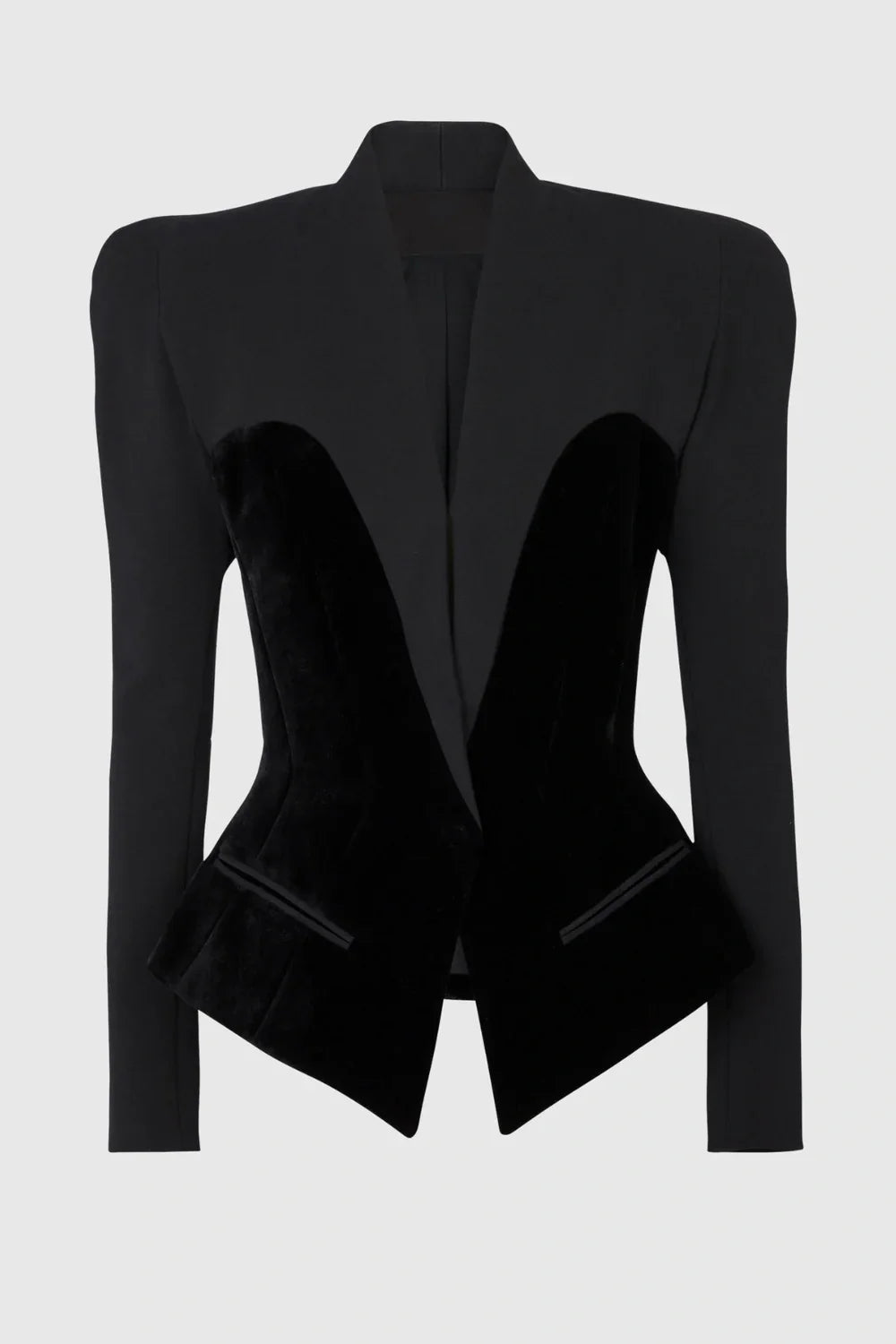 Aress Velvet Collarless Bustier Blazer