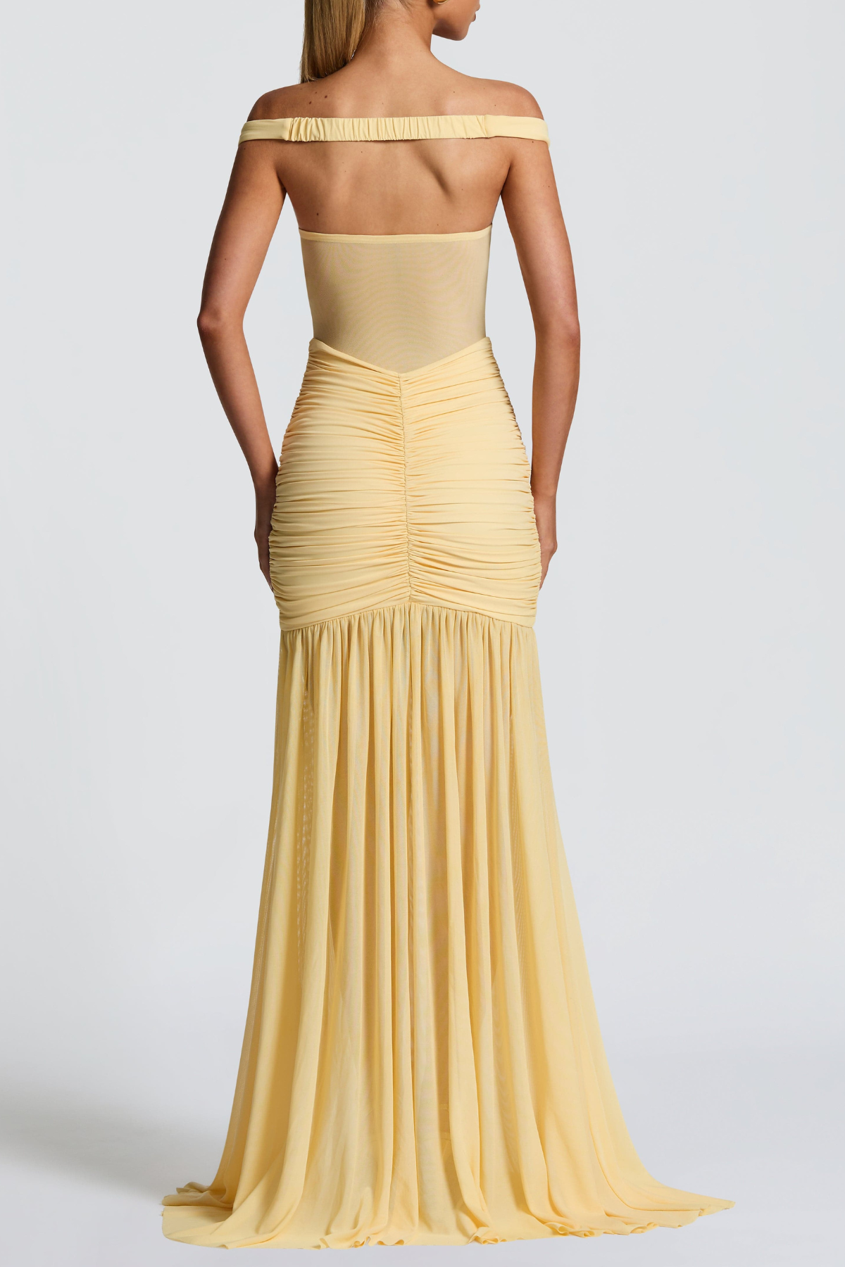 Arouete Off Shoulder Ruched Maxi Dress - Yellow