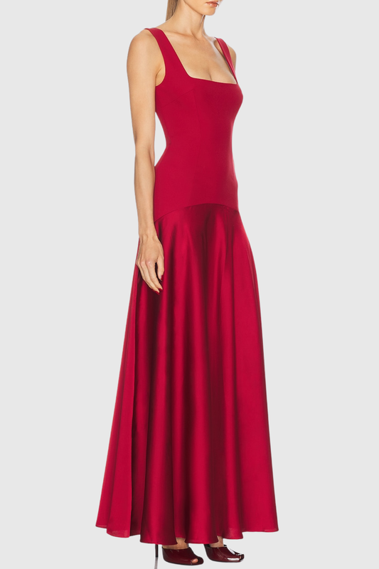 Aruna Curved Hem Maxi Dress - Red