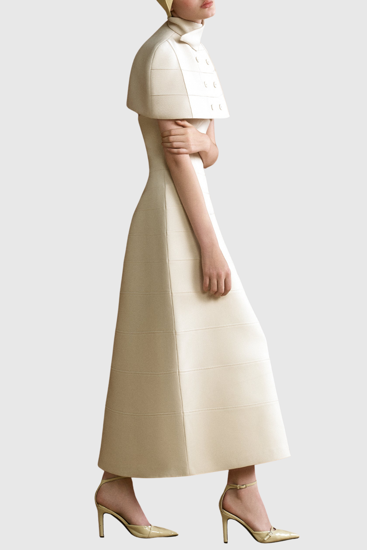 Atrian Buttoned Cape Maxi Dress
