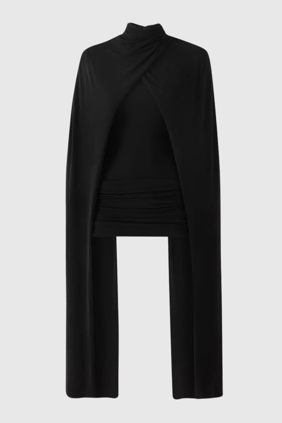 Aureta Symmetrical Flaps Ruched Top - Black
