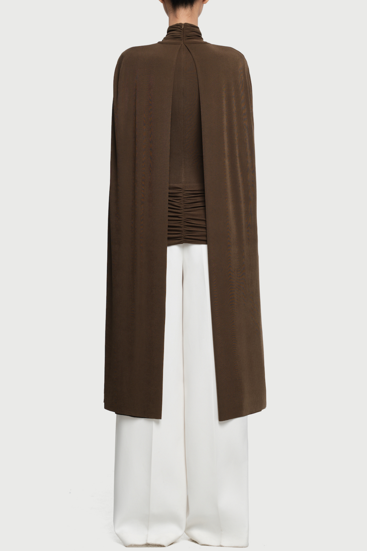 Aureta Symmetrical Flaps Ruched Top - Brown