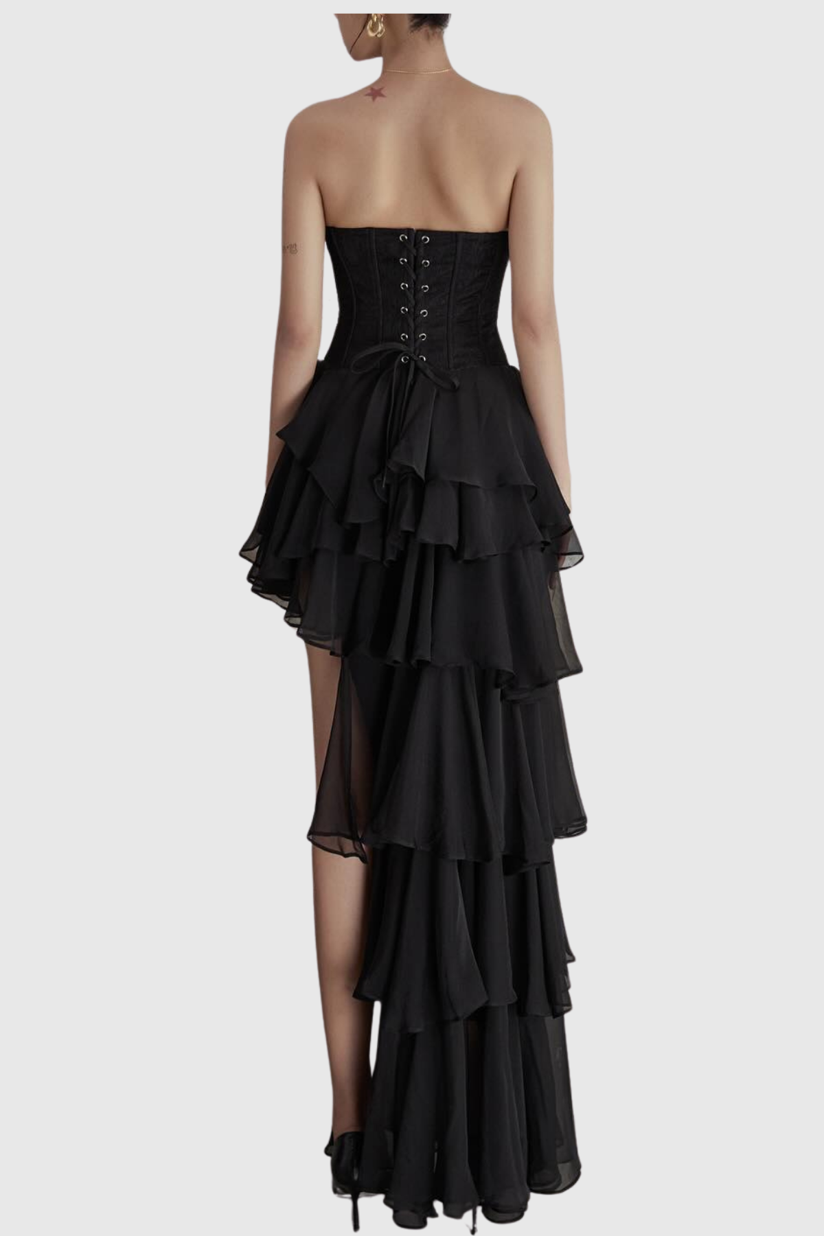 Barnab Straplesss Ruffle Maxi Dress - Black