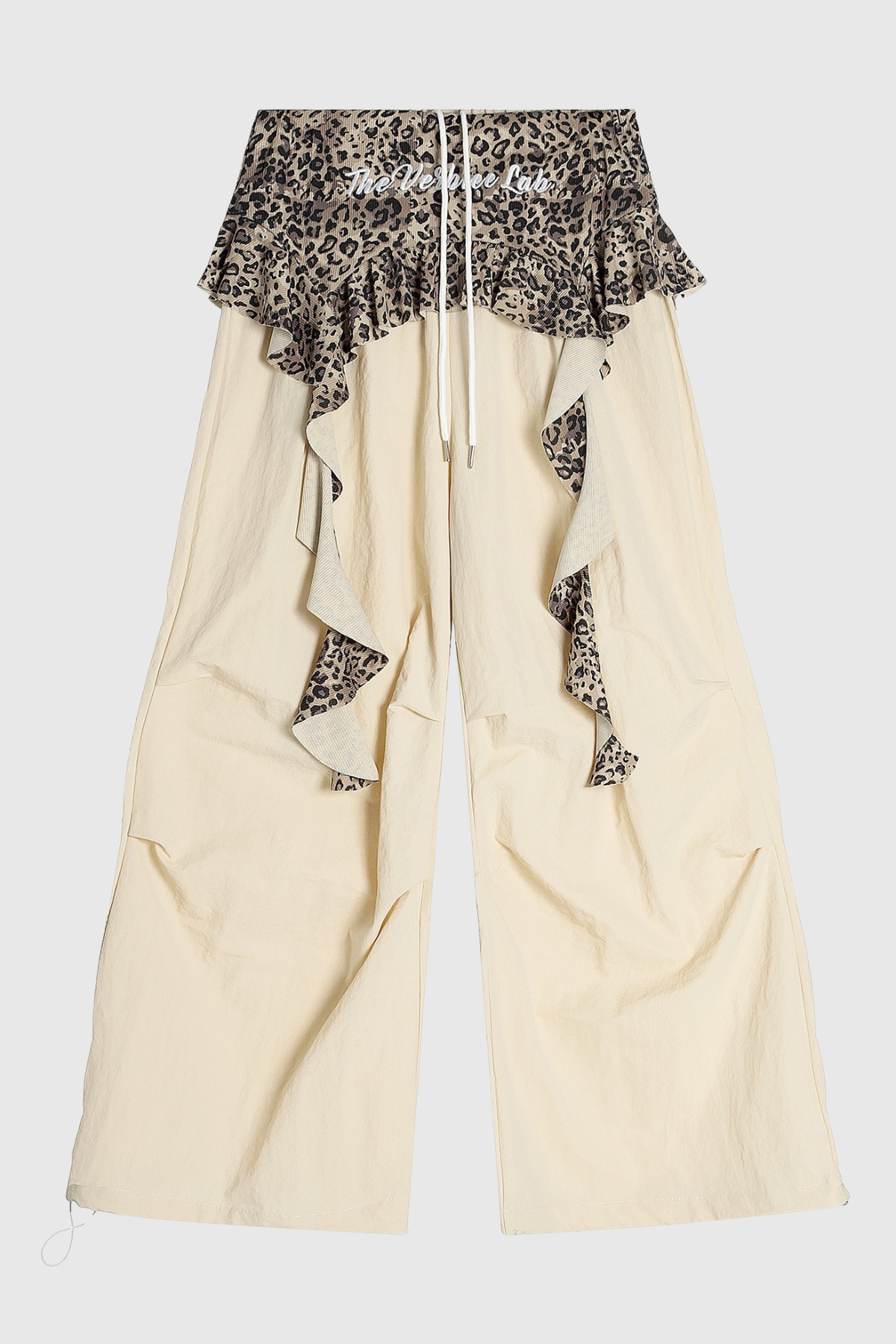 Baxle Leopard Ruffle Deconstruct Pants - Apricot