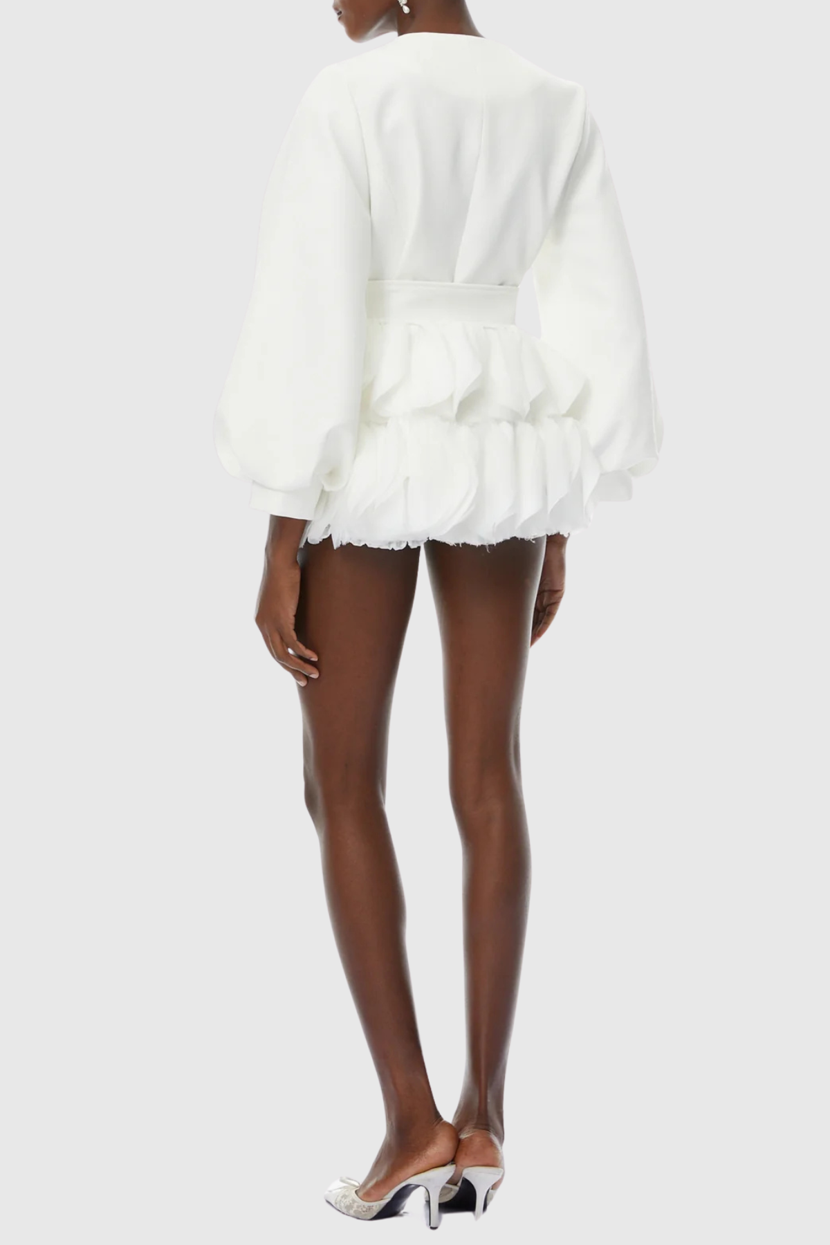Belatrix Crystal Ruffle Panel Mini Dress - White