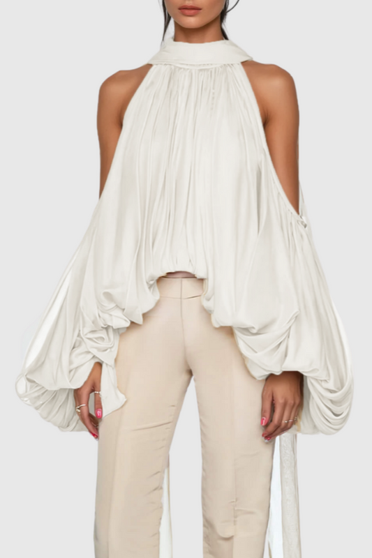 Benico Ruched Cutout Top - Beige