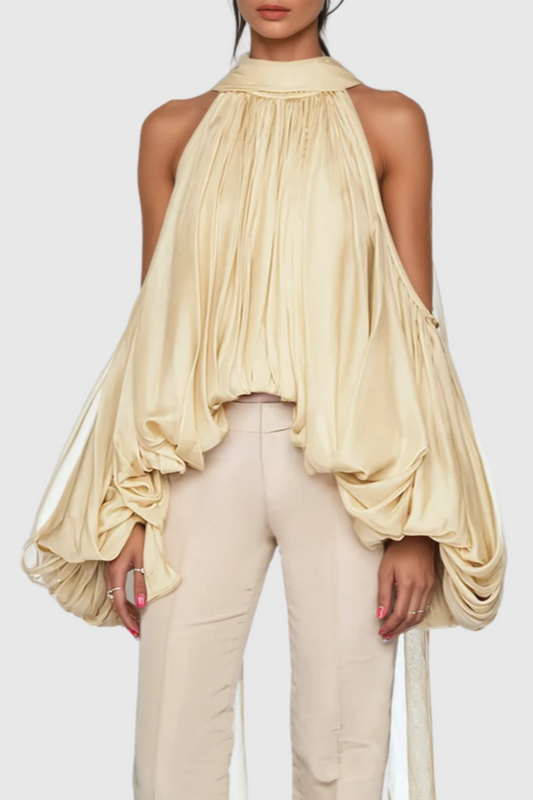 Benico Ruched Cutout Top - Yellow