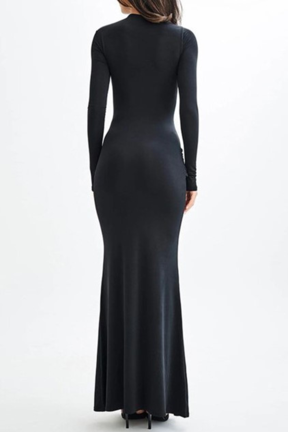 Betona Ruched Long Sleeve Maxi Dress - Black