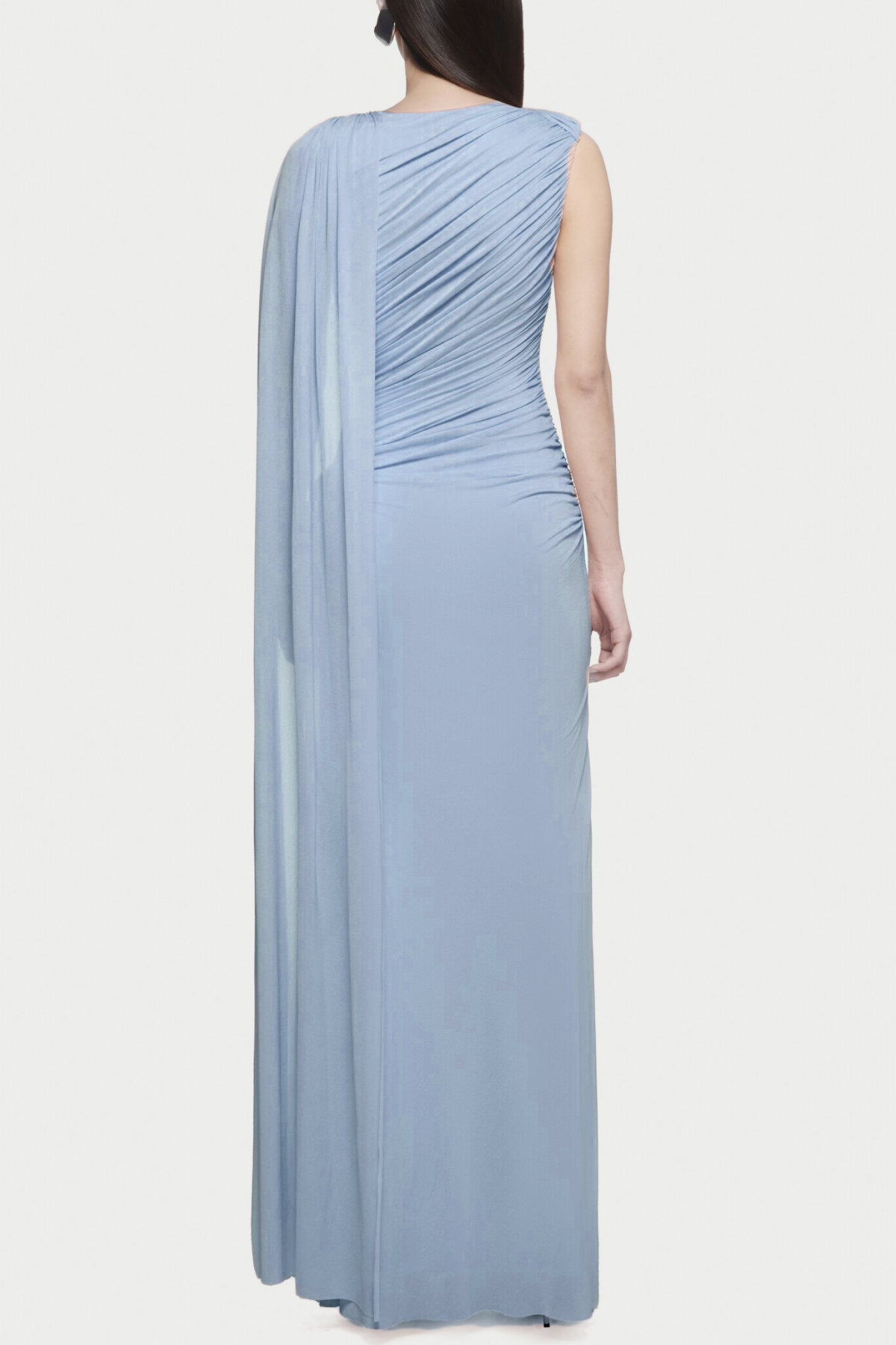 Betsey One Shoulder Asymmetrical Flap Ruched Maxi Dress - Blue