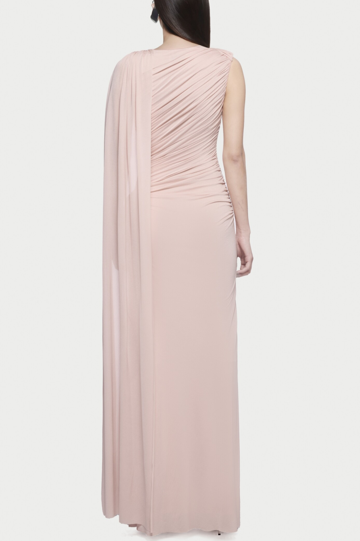 Betsey One Shoulder Asymmetrical Flap Ruched Maxi Dress - Pink