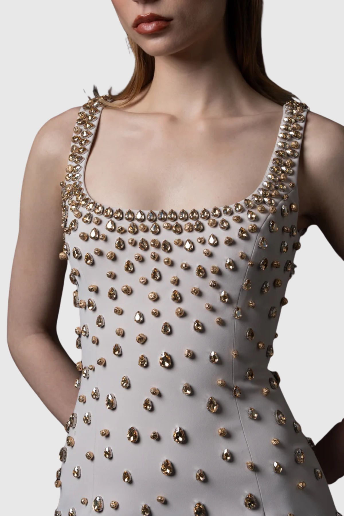 Beverle Diamante Embellished Maxi Dress - Beige
