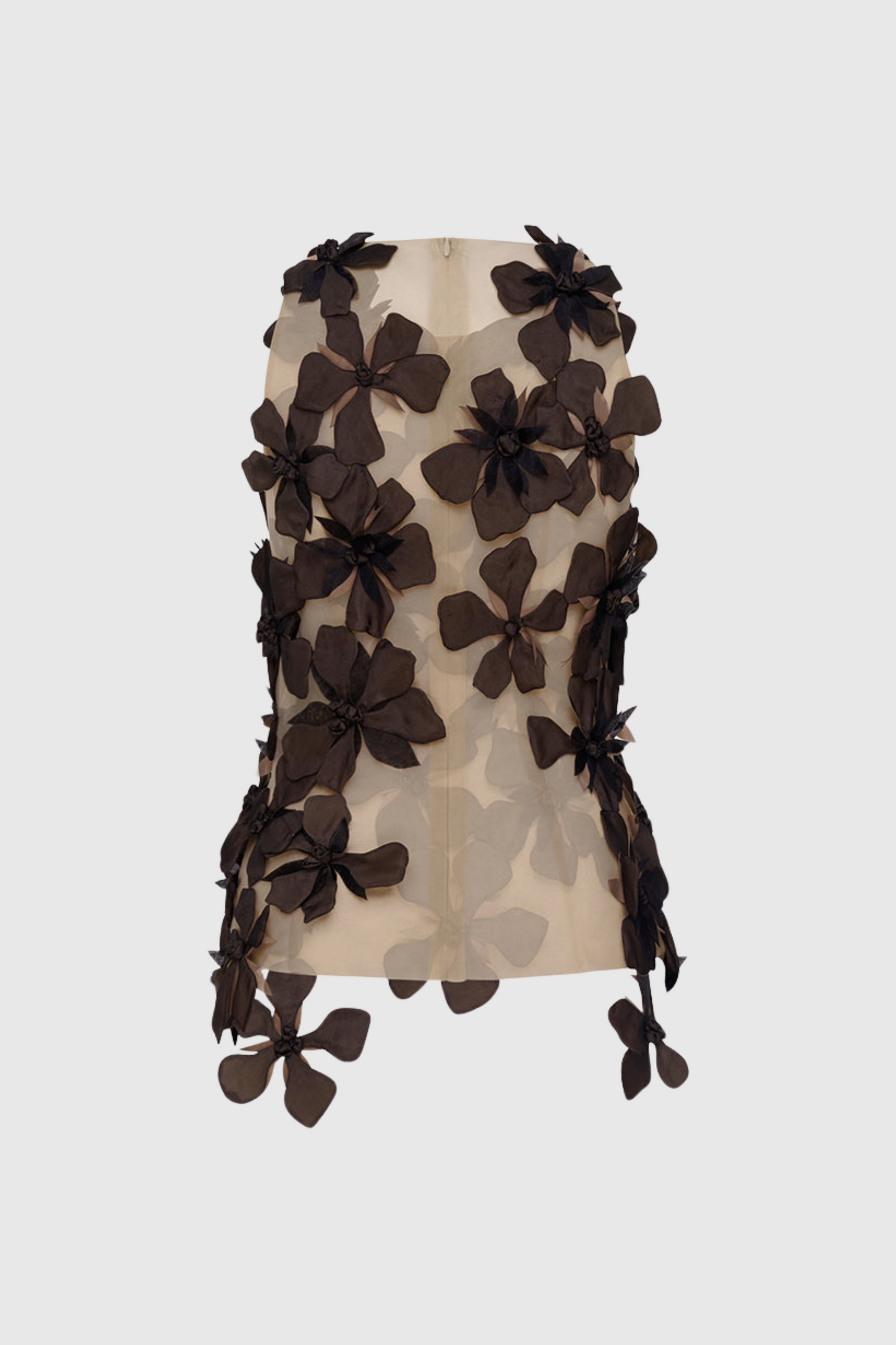 Boafo Floral Appliqué Mesh Top - Brown