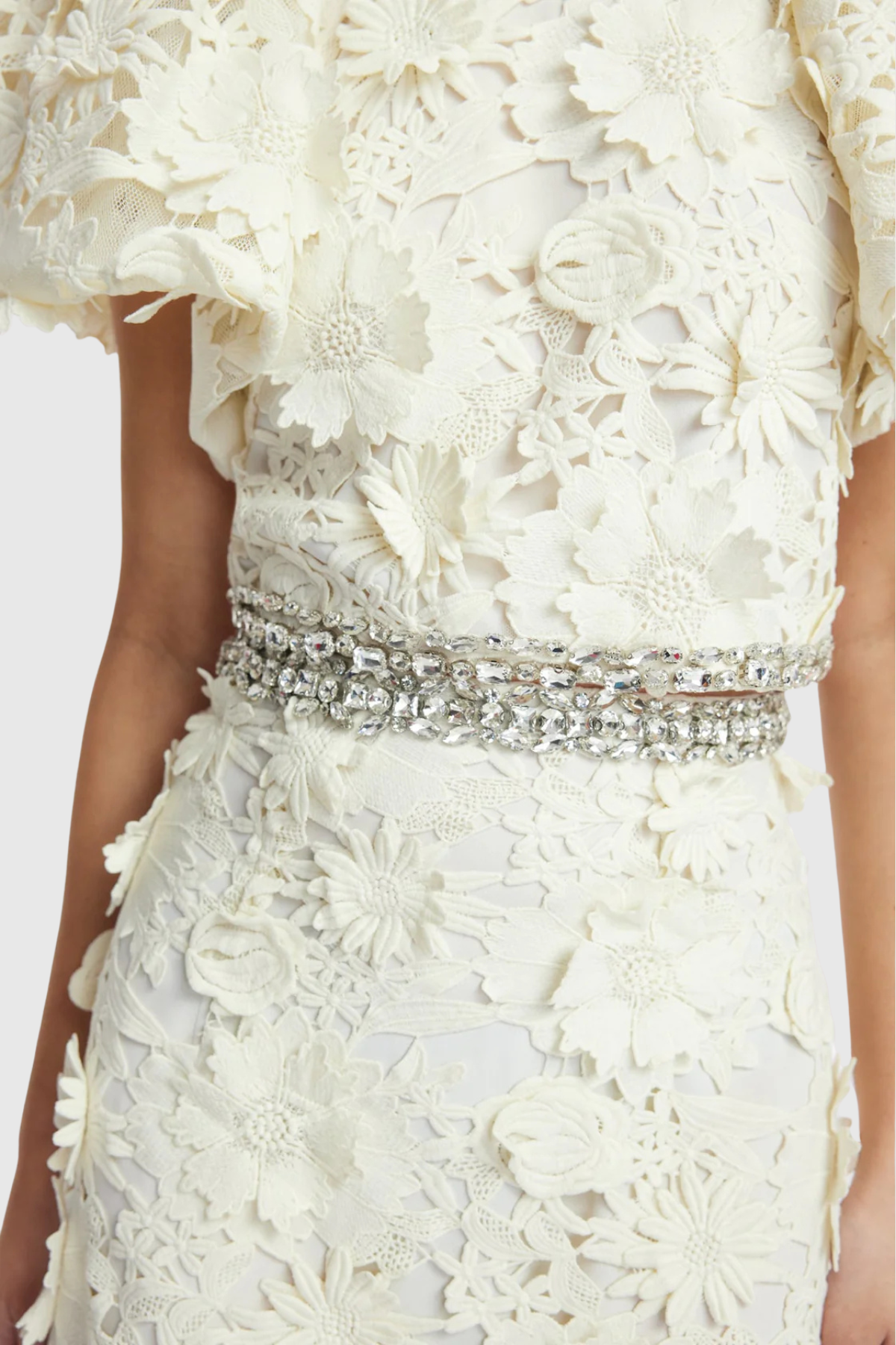 Broro Crystal Floral Lace Top & Maxi Skirt Set