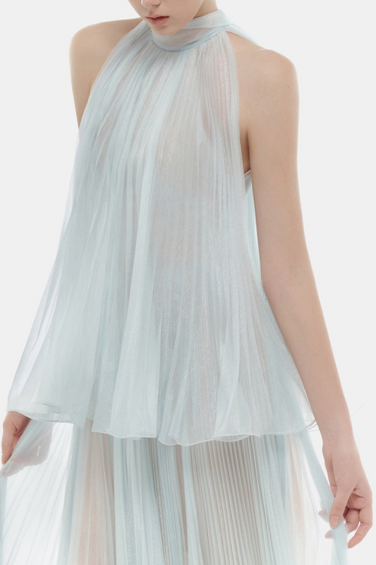 Cailyn Sleeveless Pleated Maxi Dress - Blue