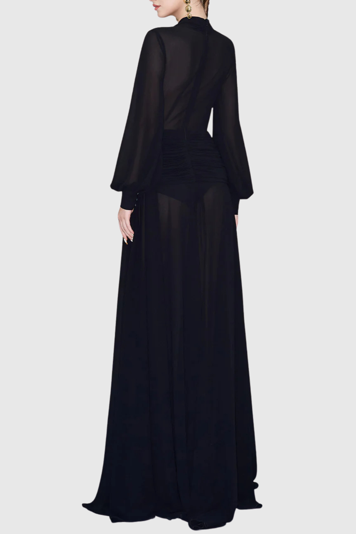 Calantha Plunge Crystal Slit Maxi Dress