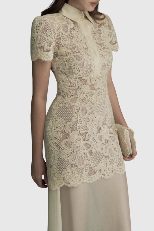 Calina Lace Tulle Maxi Dress