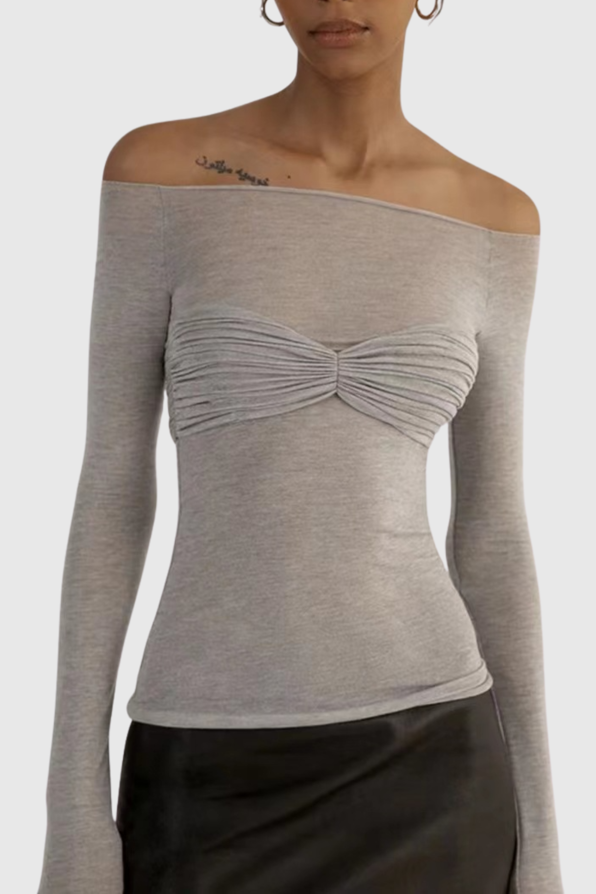 Callumo Off Shoulder Mesh Top - Grey