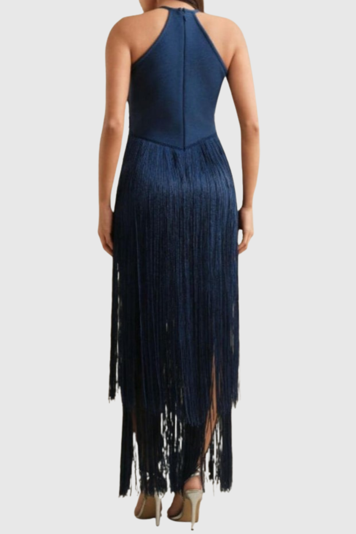 Carina Halter Fringe Maxi Bandage Dress - Blue