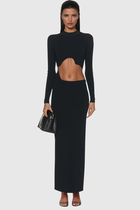 Cassis Asymmetric Wave Cutout Maxi Dress