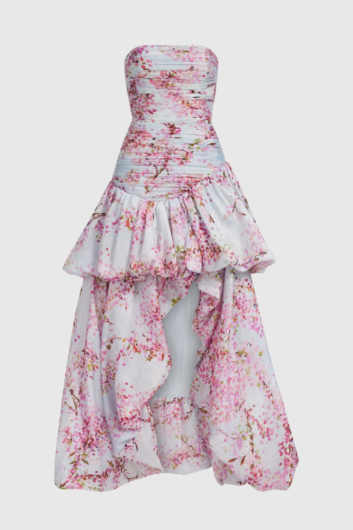 Celestia Floral Strapless Pleated Maxi Dress