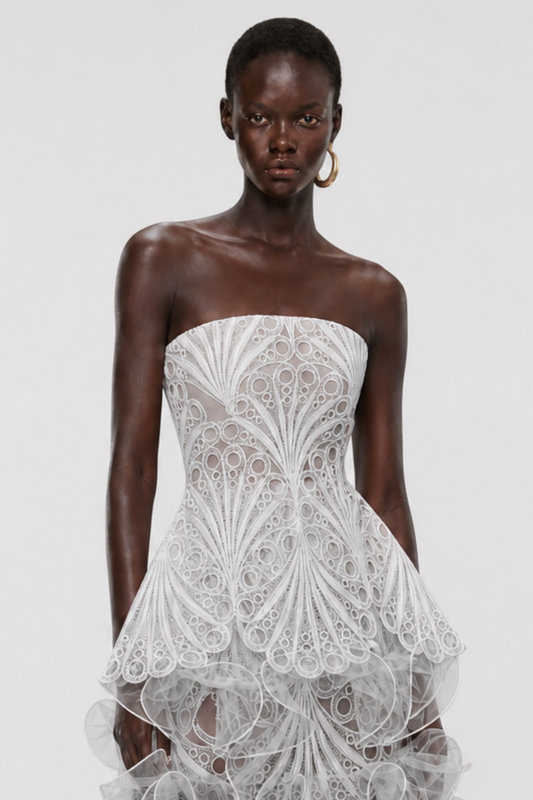 Celestia Strapless Embroidered Top