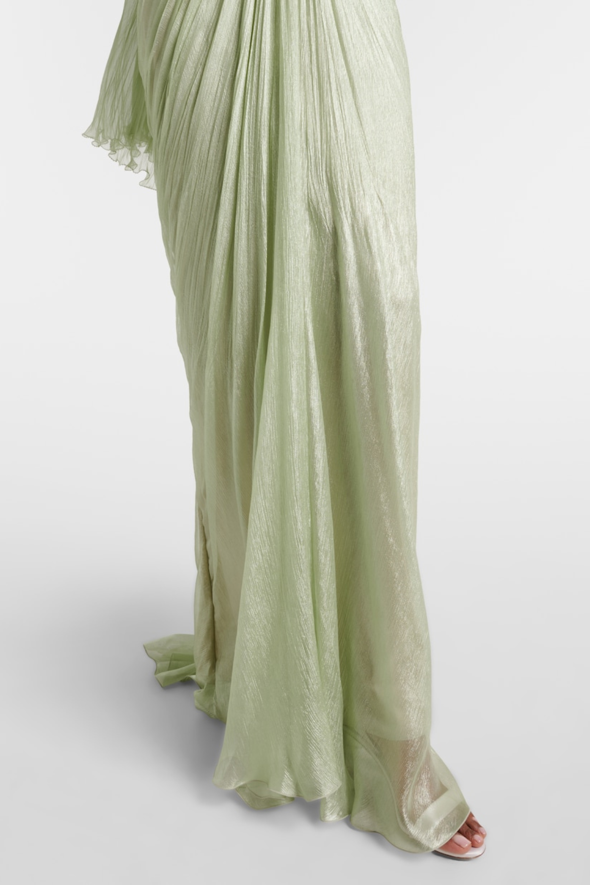 Cerise Cape Ruched Maxi Dress