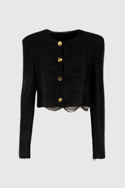 Charisa Fringe Jacket - Black