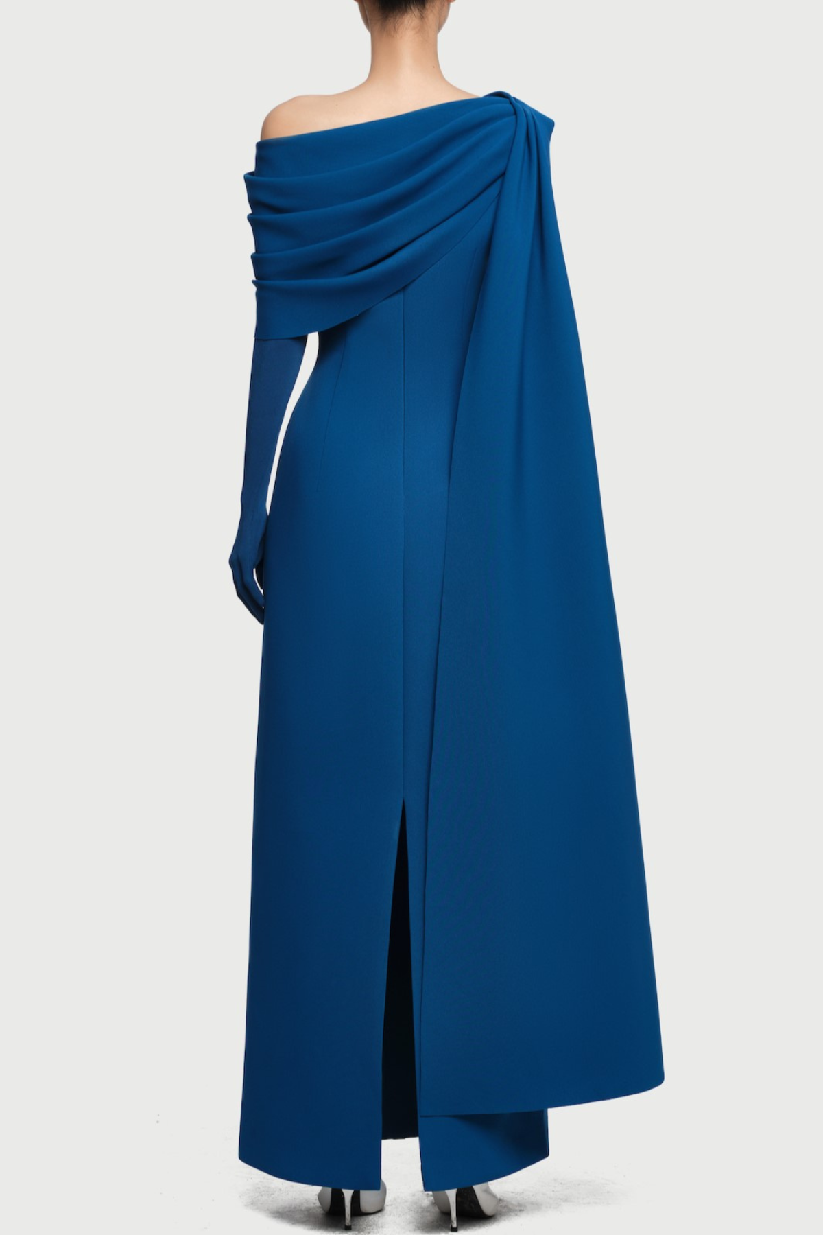 Chesley Asymmetrical Draped Flap Maxi Dress - Blue